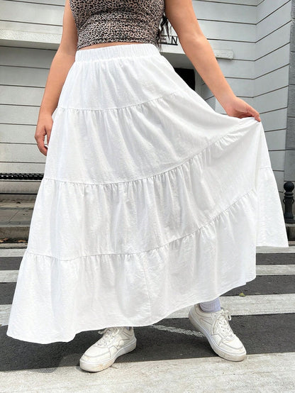 Aafrose White 4 layer maxi skirt