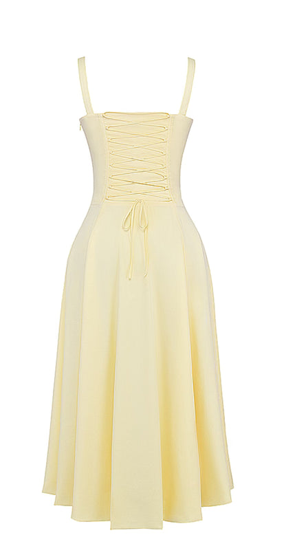 AAFROSE Butter Yellow bustier maxi dress