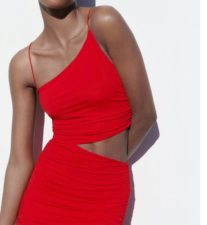 AAFROSE Red cutout side slip maxi dress