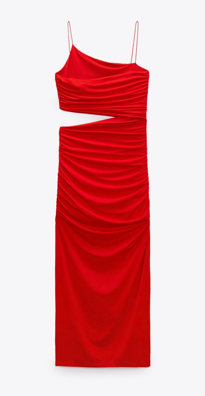 AAFROSE Red cutout side slip maxi dress