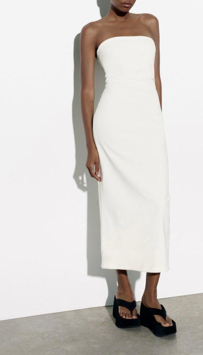 AAFROSE Oyster white midi dress