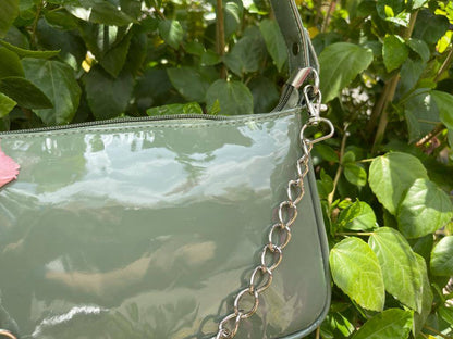 AAFROSE Chain Decore Baguette Bag - Turquoise Green