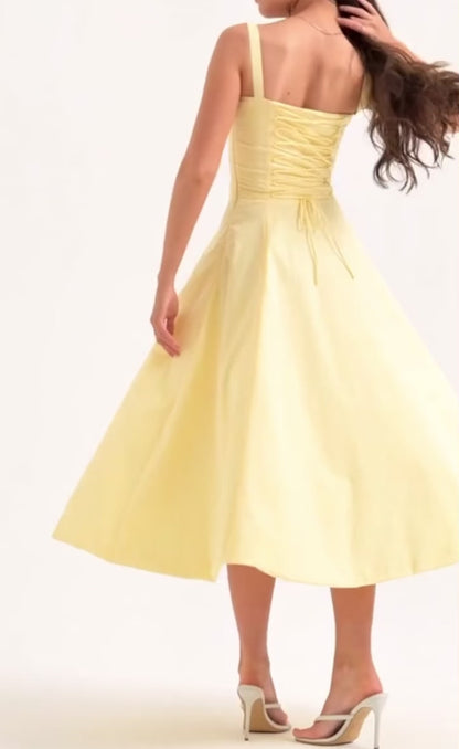 AAFROSE Butter Yellow bustier maxi dress